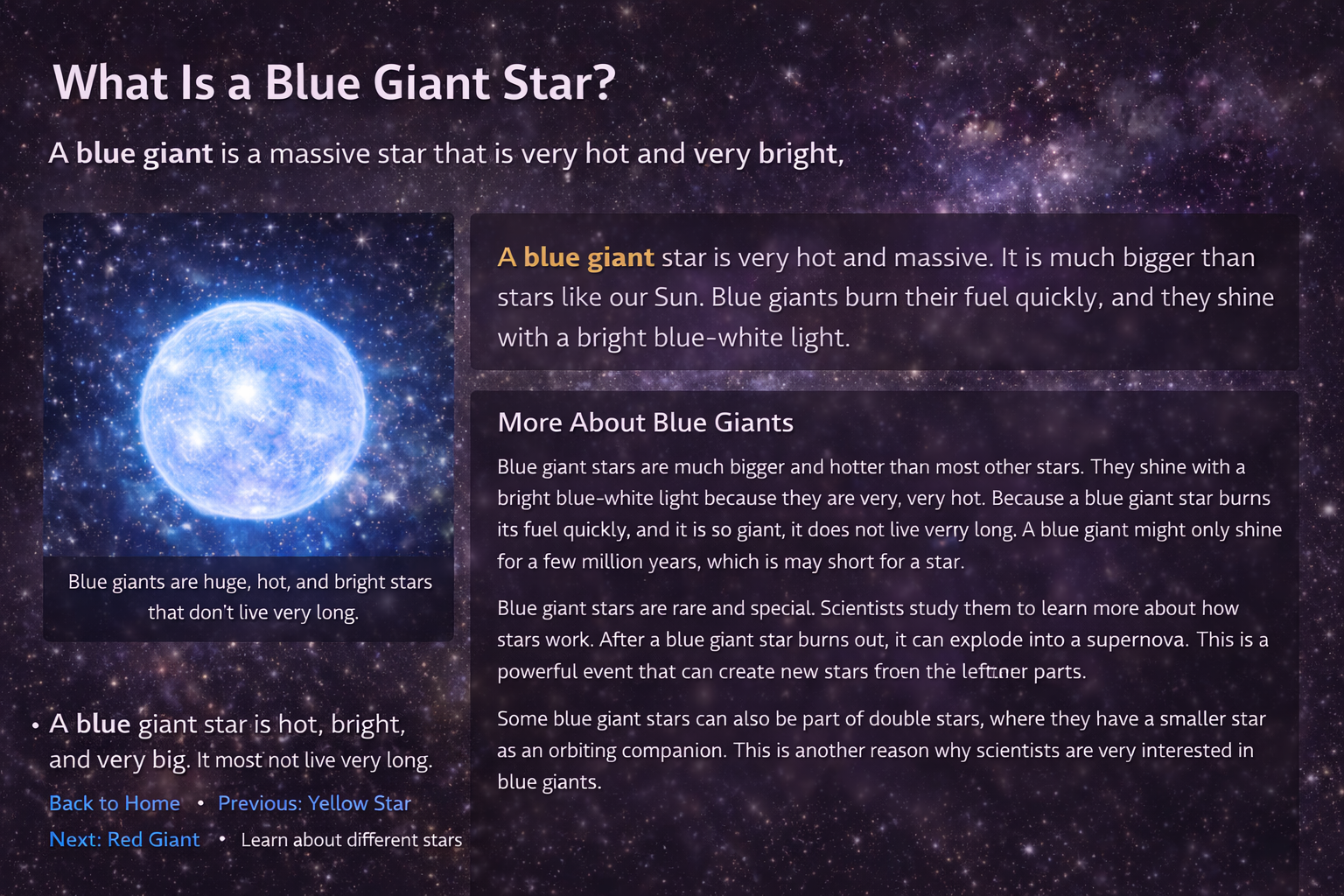 A bright blue-white giant star against a dark background.